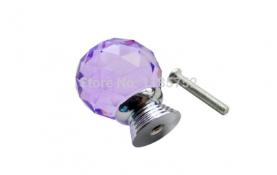 NEW Free Shipping 2PCS Diameter 40mm Sparkle Purple Glass Crystal Cabinet Pull Drawer Handle Kitchen Door Wardrobe Cupboard Knob [Knobs-56|]