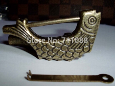 Special fish lock ancient antique lock vintage padlock auspicious fish old lock [Buckleaccessories-118|]