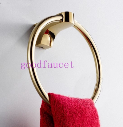 Wholesale And Retail Promotion NEW Golden Bathroom Golden Wall Mounted Towel Racks Towel Holder Ti-PVD Finish [Towel bar ring shelf-5149|]
