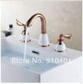 Wholesale And Retail Promotion NEW Modern Widespread Bathroom Basin Faucet Dual Handles Vanity Sink Mixer Tap