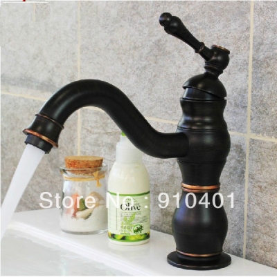 Wholesale And Retail Promotion NEW Oil Rubbed Bronze Bathroom Faucet Swivel Spout Deck Mounted Sink Mixer Tap [Oil Rubbed Bronze Faucet-3658|]