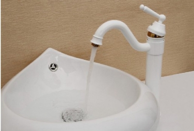 Wholesale And Retail Promotion NEW White Color Bathroom Basin Faucet Single Handle Swivel Spout Sink Mixer Tap [Chrome Faucet-1110|]