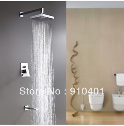 Wholesale And Retail Promotion Wall Mounted Chrome Luxury 8" Rain Shower Faucet Set Bathtub Shower Mixer Tap [Chrome Shower-2569|]