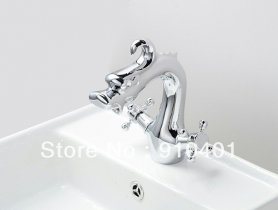 Wholesale and Retail Promotion Polished Chrome Bathroom Basin Dragon Faucet Vanity Sink Mixer Tap Dual Handles [Chrome Faucet-1146|]