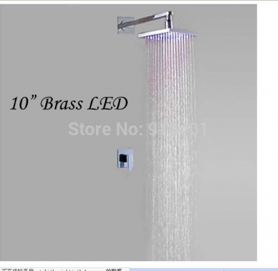 wholesale and retail Promotion Chrome Brass Bathroom Rain Shower Head LED Colors W/ Shower Arm Valve Mixer Tap [LED Shower-3345|]