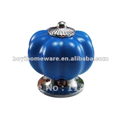 Blue ceramic door knobs Pumpkin shape kids knobs Christmas style handle and knob NG wholesale and retail shipping discount B-PC [SingleHoleKnobs-519|]