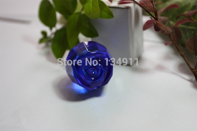 Hot Sale 10pcs 30mm Blue Crystal Rose Knobs Glass Furniture Handles Designs Closet Pull for Kitchen Wholesale [CrystalHandle-89|]