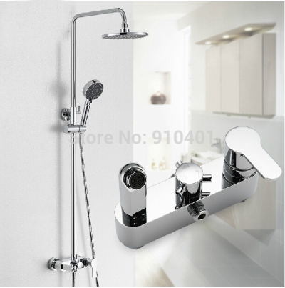 Whole Sale And Retail Promotion Wall Mounted Bathroom 8" Round Rain Shower Faucet Tub Mixer Tap W/ Hand Shower [Chrome Shower-2482|]