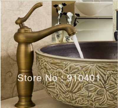 Wholesale And Retail Promotion Antique Bronze Bathroom Basin Faucet Tall Style Sink Mixer Tap Single Lever Tap [Antique Brass Faucet-296|]
