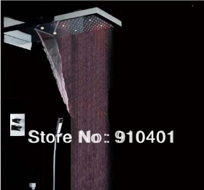 Wholesale And Retail Promotion LED Color Thermostatic Waterfall Rain 22" Shower Square Rain Shower Faucet Mixer [LED Shower-3290|]