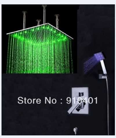 Wholesale And Retail Promotion Luxury LED Color Changing Celling Mounted 20" Square Rain Shower Faucet Mixer [LED Shower-3423|]