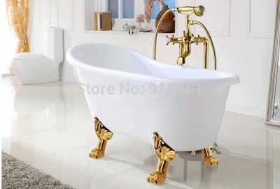 Wholesale And Retail Promotion Modern Golden Floor Mounted Standing Bathtub Faucet Tub Filler Mixer Tap Shower [Floor Mounted Faucet-2717|]