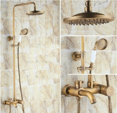 Wholesale And Retail Promotion NEW Antique Brass 8" Rain Shower Faucet Tub Mixer Tap W/ Ceramic Handheld Shower [Antique Brass Shower-534|]