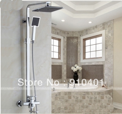 Wholesale And Retail Promotion NEW Luxury 8" Rainfall Shower Faucet Set Bathtub Shower Mixer Tap Chrome Finish