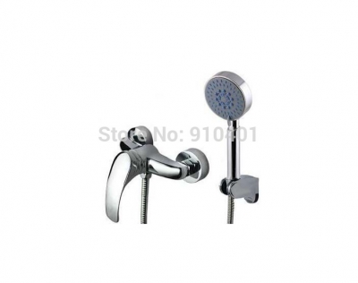 Wholesale And Retail Promotion wall mounted bathroom tub faucet with hand shower mixer tap chrome brass shower [Wall Mounted Faucet-5233|]