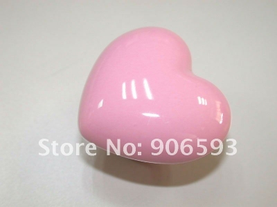 24pcs lot free shipping\\Pink porcelain love heart cartoon cabinet knob\\porcelain handle\\porcelain knob [Porcelain cartoon furniture knob-147|]