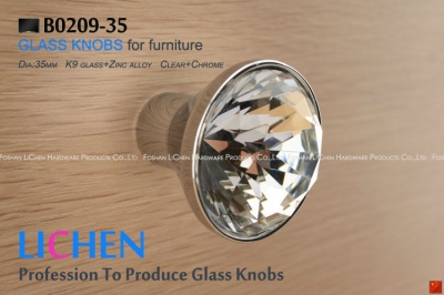 35mm LICHEN K9 Glass Knobs Zinc alloy knobs Crystal Furniture Handle diamond knobs& Cabinet &Drawer Knob [Furniture Knob(Glass Knob)-89|]