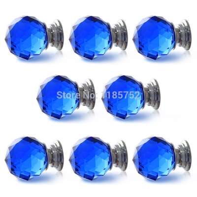 Free Shipping Sparkle Blue Glass Crystal Cabinet Pull Drawer Handle Kitchen Door Knob Home Furniture Knob 10PCS Diameter 40mm [Knobs-42|]