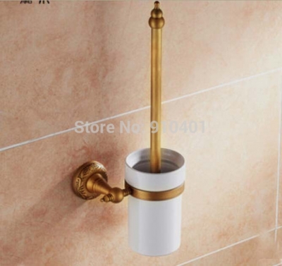 Wholesale And Retail Promotion Antique Brass Embossed Art Toliet Brushed Holder + Ceramic Cup + Brush 3 PCS [Bath Accessories-677|]