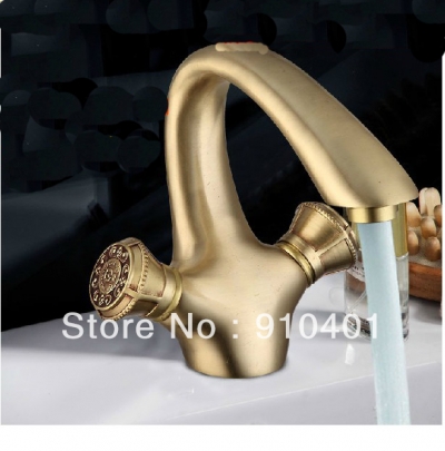 Wholesale And Retail Promotion Antique Brass Luxury Bathroom Basin Faucet Dual Handles Vanity Sink Mixer Tap [Antique Brass Faucet-388|]