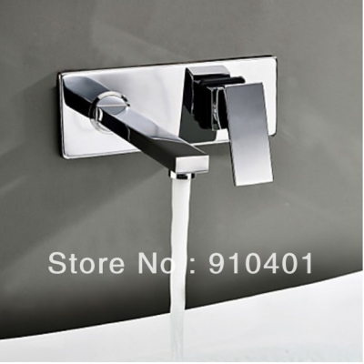 Wholesale And Retail Promotion Modern Square Wall Mounted Bathroom Basin Faucet Single Handle Sink Mixer Tap [Chrome Faucet-1326|]
