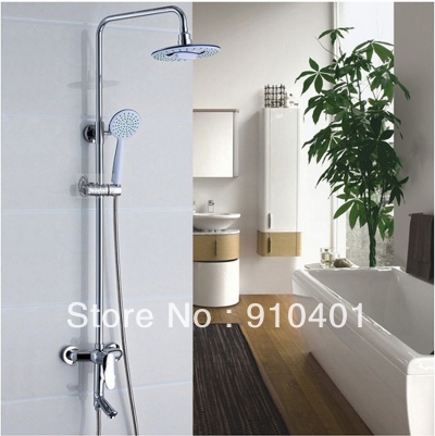 Wholesale And Retail Promotion NEW Wall Mounted 8" Round Rain Shower Faucet Set Bathtub Mixer Tap Chrome Finish [Chrome Shower-2224|]