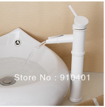 Wholesale And Retail Promotion Tall Style White Painting Bathroom Faucet Bamboo Shape Vanity Sink Mixer Tap [Chrome Faucet-1629|]