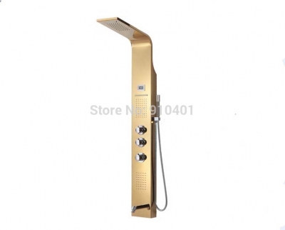 Wholesale And Retail Promotion Yellow Waterfall Shower Column Thermostatic Valve Massage Jets Shower Panel Tap [Golden Shower-2964|]