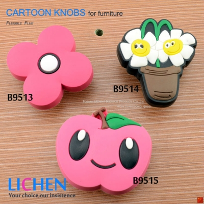 Chinese Factory LICHEN (6 pieces/lot) Furniture Drawer Cabinet Cartoon drawer knobs Flower Knob [Cartoon Knobs(PVC Knobs)-25|]