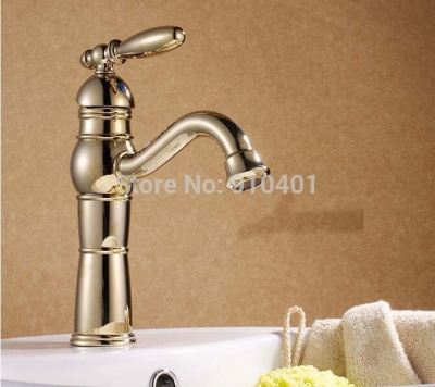 Wholesale And Retail Promotion Luxury Deck Mounted Bathroom Basin Faucet Single Handle Vanity Sink Mixer Tap [Golden Faucet-2877|]