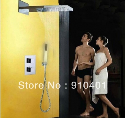 Wholesale And Retail Promotion Luxury Modern Square 22" Rainfall Waterfall Brass Thermostatic Shower Mixer Tap [Chrome Shower-2364|]