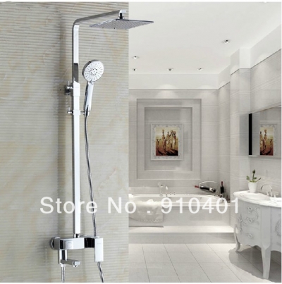 Wholesale And Retail Promotion Luxury Wall Mounted Bathroom 8" Rain Square Shower Faucet Set Bathtub Mixer Tap [Chrome Shower-2245|]