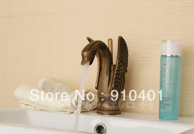 Wholesale And Retail Promotion Modern Antique Brass Bathroom Swan Faucet Swivel Handle Deck Mounted Mixer Tap [Antique Brass Faucet-298|]