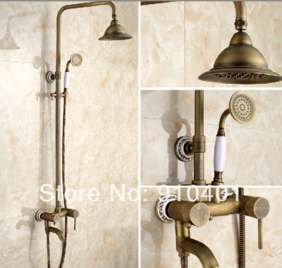 Wholesale And Retail Promotion NEW Antique Brass Rain Shower Faucet Bathtub Mixer Tap Hand Shower Shower Column [Antique Brass Shower-505|]