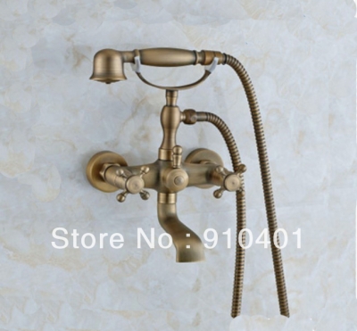 Wholesale And Retail Promotion NEW Wall Mounted Antique Brass Bathroom Shower Faucet Bathtub Shower Mixer Tap [Wall Mounted Faucet-5204|]