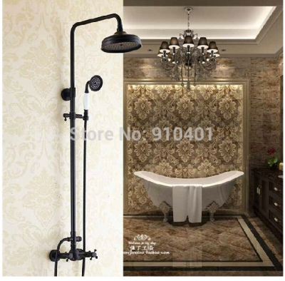 Wholesale And Retail Promotion Wall Mounted Oil Rubbed Bronze Rain Shower Faucet Dual Cross Handles Mixer Tap [Oil Rubbed Bronze Shower-3927|]
