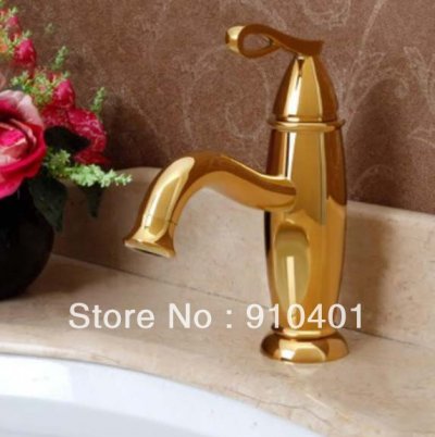 !Wholesale and Retail Promotion Deck Mounted Golden Finish Bathroom Basin Faucet Single Handle Sink Mixer Tap [Golden Faucet-2853|]