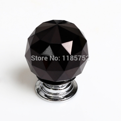 Diameter 50mm 10PCS/Lot Sparkle Black Glass Crystal Cabinet Pull Drawer Handle Kitchen Door Wardrobe Cupboard Knob Free Shipping [Knobs-44|]