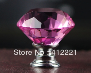 NEW - 10pcs/lot 40mm Clear Pink Crystal diamond Cabinet Knob Drawer Pull Handle Kitchen Door Wardrobe Hardware