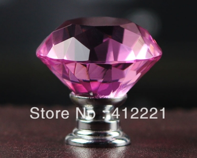NEW - 10pcs/lot 40mm Clear Pink Crystal diamond Cabinet Knob Drawer Pull Handle Kitchen Door Wardrobe Hardware [CrystalDoorknob&Furniturehandle-168|]