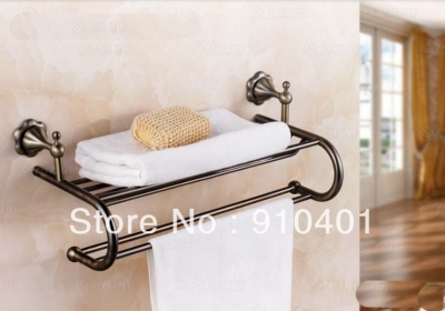 NEW Wholesale and retail Promotion Moder Antique Bronze Wall Mounted Towel Rack Holder Dual Towel Bars Classic Art [Towel bar ring shelf-4784|]