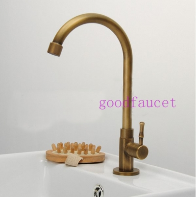 Wholesale And Retail Promotion Antique Brass Bathroom Sink Faucet Kitchen Vessel Tap Swivel Spout Cold Water [Antique Brass Faucet-454|]