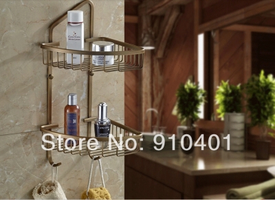 Wholesale And Retail Promotion Luxury Antique Brass Bathroom Corner Shelf Bath Shower Cosmetic Caddy Storage [Storage Holders & Racks-4367|]