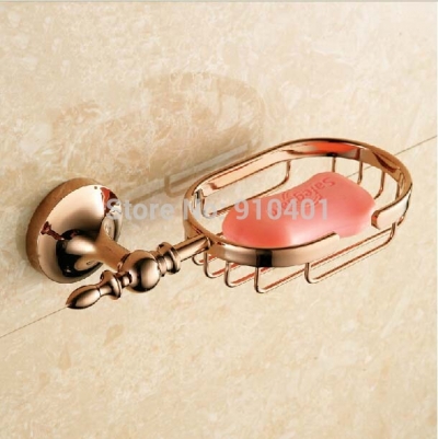 Wholesale And Retail Promotion Rose Golden Wall Mounted Bathroom Soap Dish Holder Round Soap Dish Basket Hook [Soap Dispenser Soap Dish-4295|]