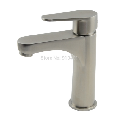 Wholesale and retail Promotion Deck Mounted Brushed Nickel Bathroom Basin Faucet Single Handle Sink Mixer Tap [Brushed Nickel Faucet-792|]
