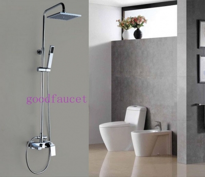 Modern Rain Shower Faucet Set 8"Square Shower Head With Bath Tub Faucet Handheld Shower Wall Mounted Chrome [Chrome Shower-2138|]