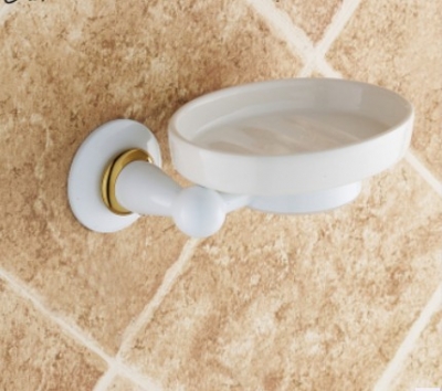 Wholesale And Retail NEW White Copper Soap Dish Soap Holder Soap Box Bathroom Accessories Roast White Paint Gold [Bath Accessories-709|]