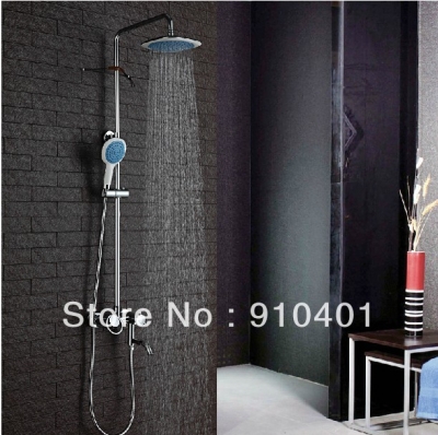 Wholesale And Retail Promotion NEW Chrome Luxury 8" Rain Bule Shower Faucet Set Bathtub Shower Column Mixer Tap [Chrome Shower-2265|]