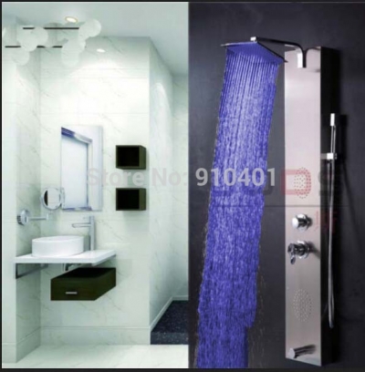 Wholesale And Retail Promotion 8" Brass LED Color Changing Shower Column Massage Jets Tub Spout Shower Panel [Shower Column Shower Panel-3961|]