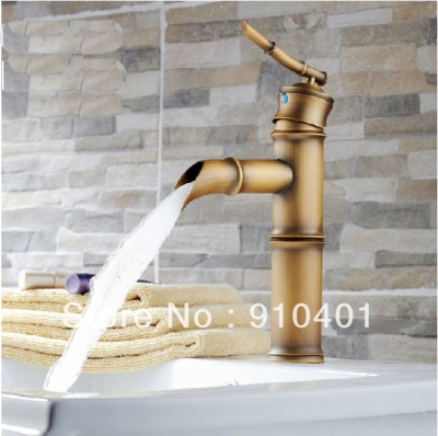 Wholesale And Retail Promotion Antique Brass Deck Mounted Bathroom Bamboo Basin Faucet Single Handle Mixer Tap [Antique Brass Faucet-368|]